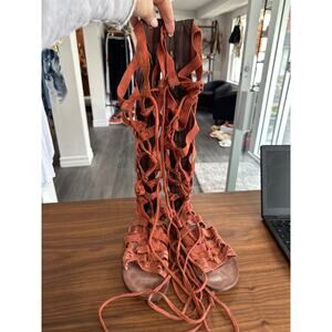 Free People Knee High Gladiator Strappy Suede Sandals Size 38(8)